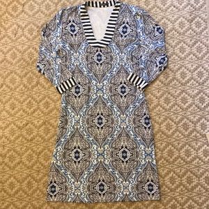 J. McLaughlin Tunic Dress in Blue Paisley EUC